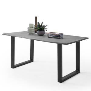 Table en bois massif KAPRA Acacia Gris - 200 x 100 cm - Noir - Forme en U - Épaisseur plateau : 2.5 cm