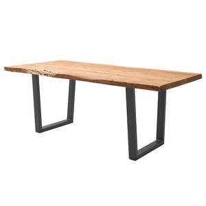 Tavolo in legno massello KAPRA Acacia Marrone - 180 x 90 cm - Nero - Trapezoidale - Spessore del piano del tavolo: 5 cm