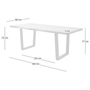 Massiver Baumkanten-Esstisch KAPRA Akazie Braun - 180 x 90 cm - Schwarz - Trapezförmig - Tischplattenstärke: 5 cm