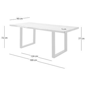 Houten eettafel met boomrand KAPRA Bruin acaciahout - 180 x 90 cm - Zilver - U-vorm -  Hoogte tafelblad: 5 cm