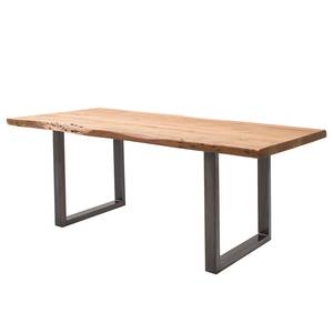 Table en bois massif KAPRA Acacia brun - 180 x 90 cm - Métal vintage - Forme en U - Épaisseur plateau : 5 cm