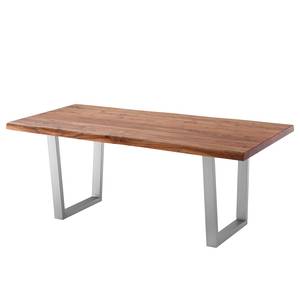 Houten eettafel met boomrand KAPRA Bruin acaciahout - 200 x 100 cm - Zilver - Trapezevormig -  Hoogte tafelblad: 5 cm