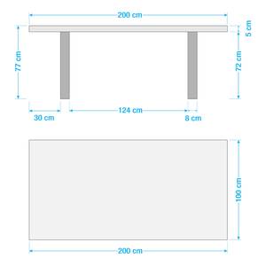 Tavolo in legno massello KAPRA Acacia Marrone - 200 x 100 cm - Argento - Trapezoidale - Spessore del piano del tavolo: 5 cm