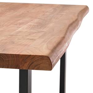 Houten eettafel met boomrand KAPRA Bruin acaciahout - 200 x 100 cm - Zwart - U-vorm -  Hoogte tafelblad: 5 cm