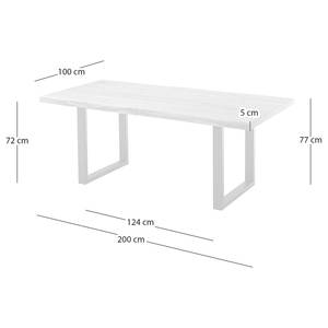 Table en bois massif KAPRA Acacia brun - 200 x 100 cm - Noir - Forme en U - Épaisseur plateau : 5 cm