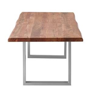 Table en bois massif KAPRA Acacia brun - 200 x 100 cm - Argenté - Forme en U - Épaisseur plateau : 5 cm