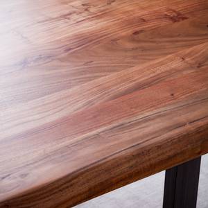 Table en bois massif KAPRA Acacia brun - 200 x 100 cm - Métal vintage - Forme en U - Épaisseur plateau : 5 cm