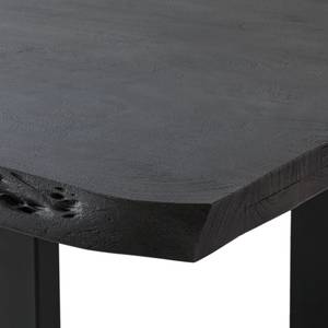 Massiver Baumkanten-Esstisch KAPRA Akazie Grau - 200 x 100 cm - Schwarz - U-Form - Tischplattenstärke: 5 cm
