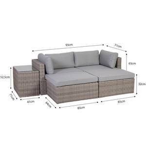 Loungeset Palma (5er-Set) Polyethylen / Polyester - Beige / Grau