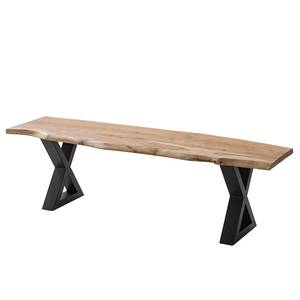 Banc en bois massif KAPRA Acacia brun - Largeur : 160 cm - Noir - Forme en X