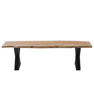 Banc en bois massif KAPRA Acacia brun - Largeur : 160 cm - Noir - Forme en X