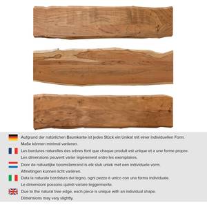 Banc en bois massif KAPRA Acacia brun - Largeur : 180 cm - Noir - Trapézoïdal