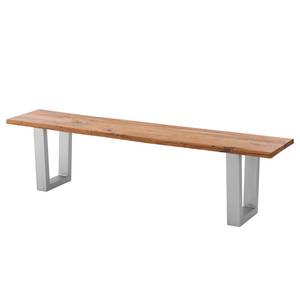 Banc en bois massif KAPRA Acacia brun - Largeur : 180 cm - Argenté - Trapézoïdal