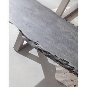 Massive Baumkanten-Sitzbank KAPRA Akazie Grau - Breite: 180 cm - Silber - X-Form