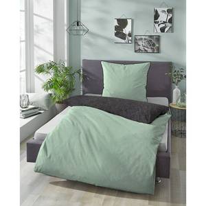 Beddengoed Melange-Flanel 0840500 melange/flanel - Pastelgroen - 155x220cm + kussen 80x80cm