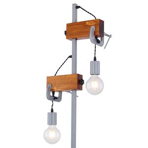 Staande lamp Wixom ijzer/massief grenenhout - 2 lichtbronnen