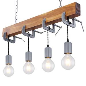 Hanglamp Wixom I ijzer/massief grenenhout - 4 lichtbronnen