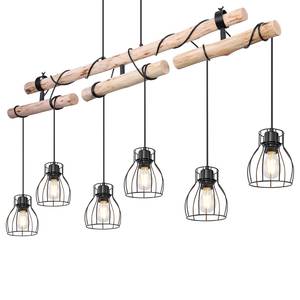 Suspension Mina II Fer / Eucalyptus massif - 6 ampoules