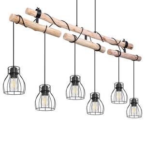 Suspension Mina II Fer / Eucalyptus massif - 6 ampoules