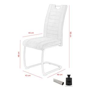 Chaise cantilever Wisches Microfibre / Acier inoxydable - Anthracite - Lot de 2