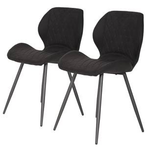 Chaises capitonnées McLean (lot de 2) Microfibre / Acier - Noir vintage