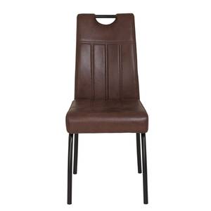 Chaise capitonnée Brookville Microfibre / Acier - Marron - Lot de 2