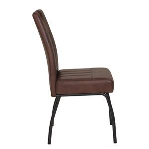 Chaise capitonnée Brookville Microfibre / Acier - Marron - Lot de 2