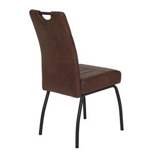 Chaise capitonnée Brookville Microfibre / Acier - Marron - Lot de 2