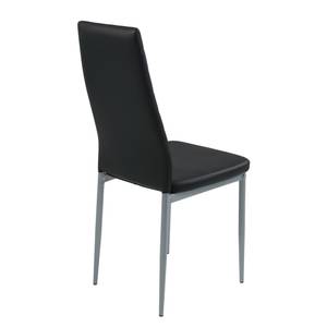 Chaise capitonnée Winsted Imitation cuir / Acier - Noir - Lot de 2