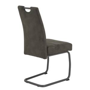 Chaise cantilever Frenois Microfibre / Acier - Anthracite - Lot de 2