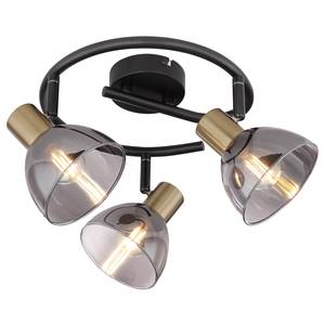 Plafondlamp Jay II rookglas / messing - 3 lichtbronnen