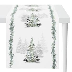 Chemin de table 3602 Coton - Blanc / Vert