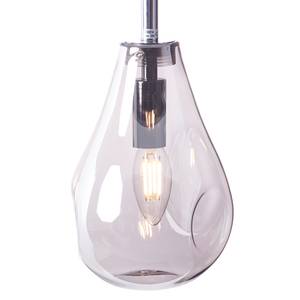 Hanglamp Drops II rookglas / aluminium - 3 lichtbronnen