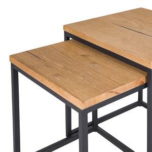 Tables gigognes Flox (2 éléments) Placage en bois véritable / Métal -Chêne / Noir
