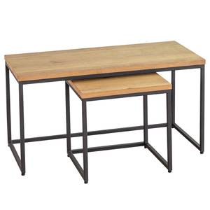 Tables basses Flox (lot de 2) Placage en bois véritable / Métal -Chêne / Noir