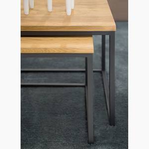 Tables basses Flox (lot de 2) Placage en bois véritable / Métal -Chêne / Noir