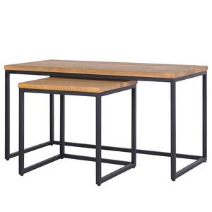 Tables basses Flox (lot de 2) Placage en bois véritable / Métal -Chêne / Noir