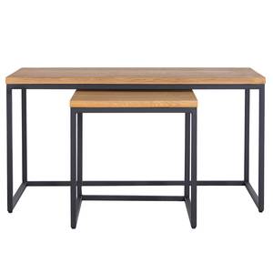 Tables basses Flox (lot de 2) Placage en bois véritable / Métal -Chêne / Noir