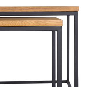 Tables basses Flox (lot de 2) Placage en bois véritable / Métal -Chêne / Noir