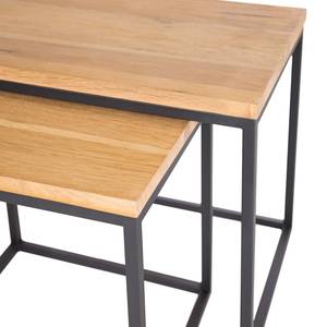 Tables basses Flox (lot de 2) Placage en bois véritable / Métal -Chêne / Noir