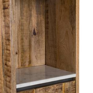 Armoire de salle de bain Marble Manguier massif - Manguier / Marbre blanc - Largeur : 35 cm