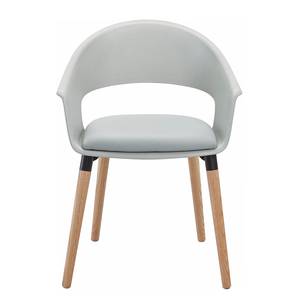 Chaises capitonnées Dienne (lot de 2) Matière plastique et imitation cuir/ Chêne massif - Gris clair /  Chêne