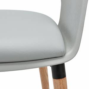 Chaises capitonnées Dienne (lot de 2) Matière plastique et imitation cuir/ Chêne massif - Gris clair /  Chêne