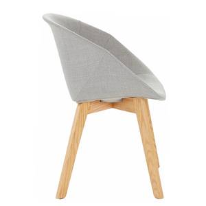 Gestoffeerde stoelen Corbel (set van 2) geweven stof/massief eikenhout - lichtgrijs/eikenhout