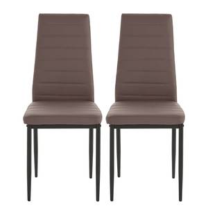 Gestoffeerde stoelen Orelle I (2 stuk) kunstleer/ijzer - cappuccinokleurig/zwart