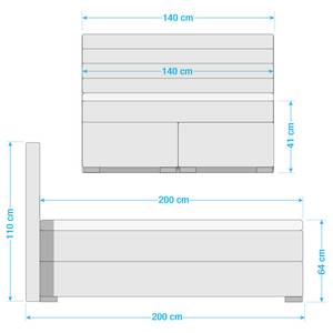 Boxspringbett Swanston Hellgrau - 140 x 200cm