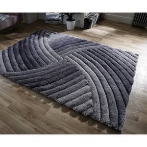 Hoogpolig vloerkleed Furrow polyester - Grijs - 120 x 170 cm