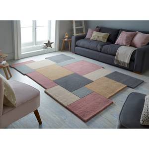 Wollen vloerkleed Collage wol - Beige/roze - 120 x 180 cm