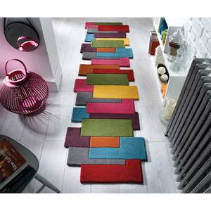 Tapis de couloir en laine Collage Laine - Multicolore - 66 x 300 cm