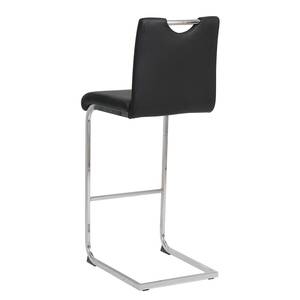 Chaises de bar Nevia (lot de 2) Imitation cuir / Fer - Noir / Chrome